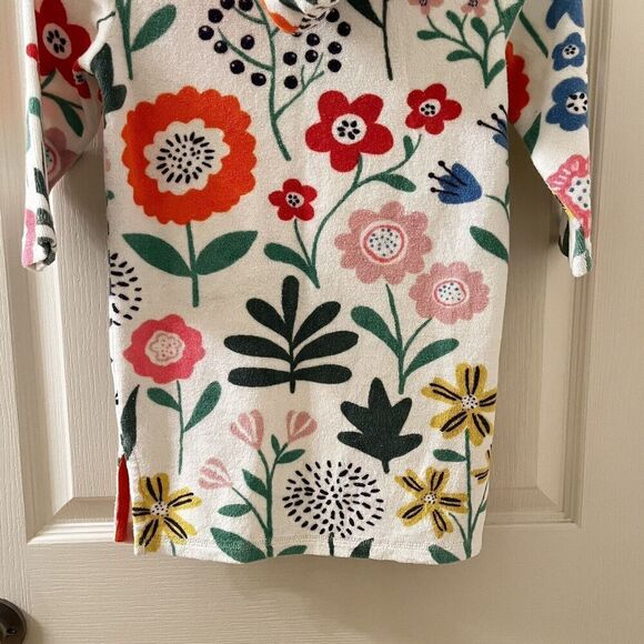 Mini Boden White Floral Swim Dress Cover Up Towelling Terry Hooded Girls SZ 3-4 - Picture 11 of 12